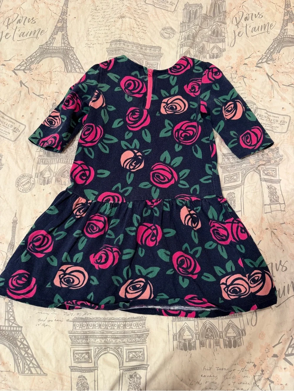 Gymboree Blue Three Quarter Sleeve Rose Sweatshirt Dress size 5T